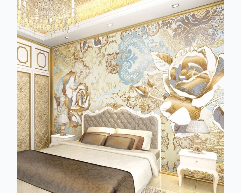 Vintage Rose Floral Wallpaper Mural main product photo