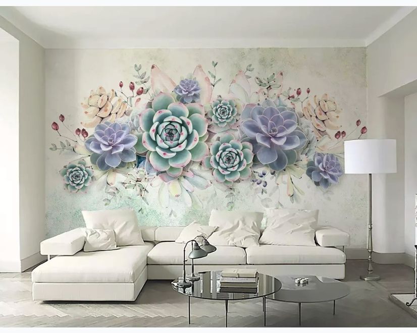 Vintage Purple Flowers Wallpaper Mural main product photo