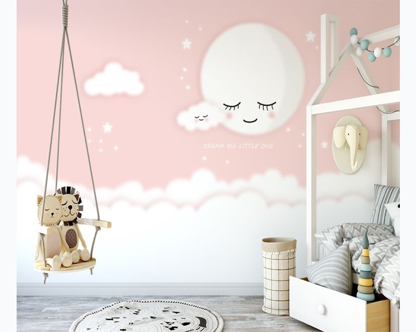 For Baby Sleeping Moon and Clouds Wallpaper Mural main product photo