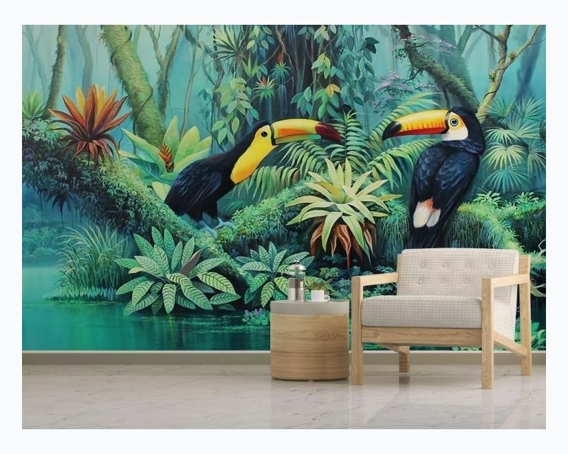 Toucans and Tropical Rainforest Wallpaper Mural main product photo