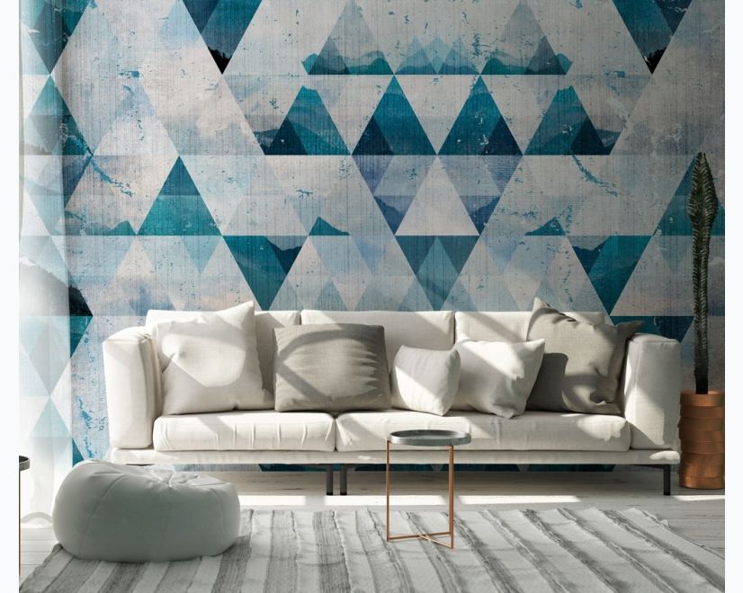 Geometric Blue Trigon Pattern Wallpaper Mural main product photo
