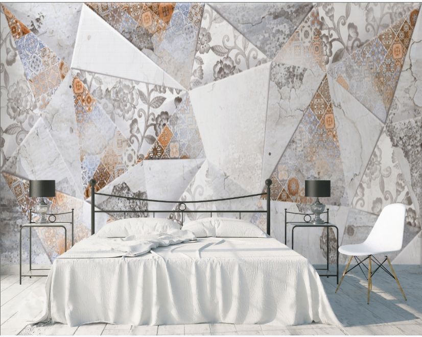 Geometric Style Triangle Pattern Colorful Ceramic Wallpaper Mural main product photo