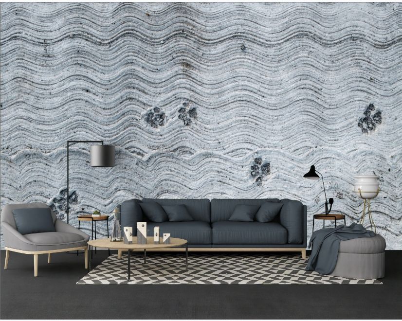 Concrete Cat Tracks on the Sidewalk Wallpaper Mural main product photo