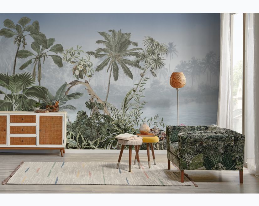 Vintage Forest with Lakescape Wallpaper Mural main product photo