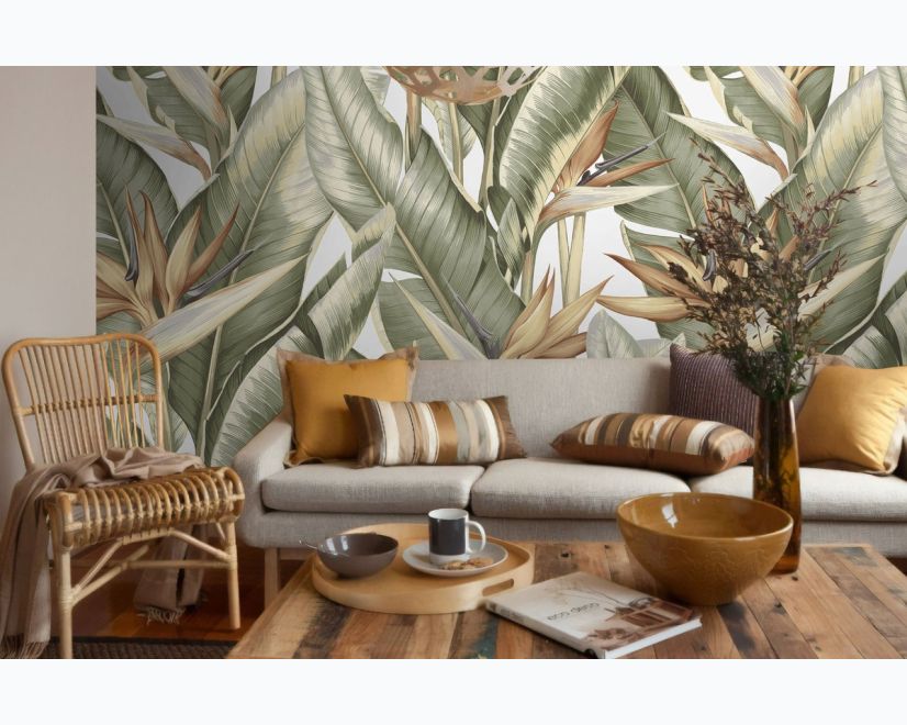 Soft Banana Leaf Pattern Wallpaper Mural main product photo