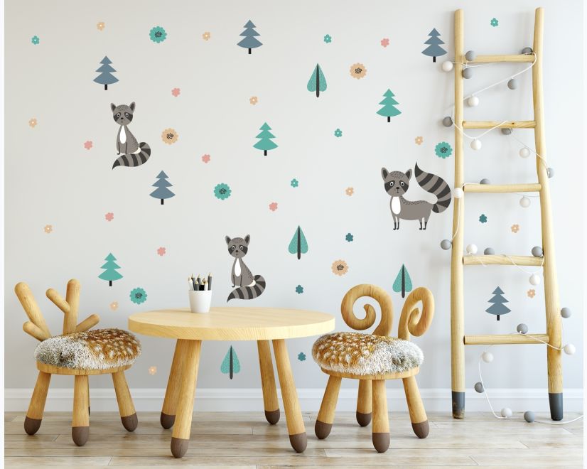 Kids Pine Tree and Little Florals Wall Decal Sticker main product photo