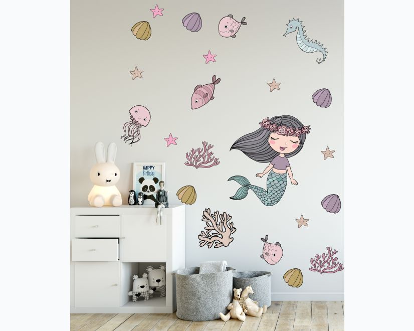 Kids Mermaid Ariel and Underwater Wall Decal Sticker main product photo