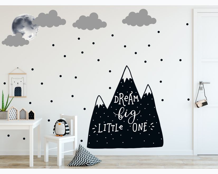 Kids Black Mountains and Dark Moon Wall Decal Sticker main product photo