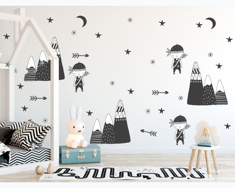 Kids Woodland for Boys Black Mountains Wall Decal Sticker main product photo