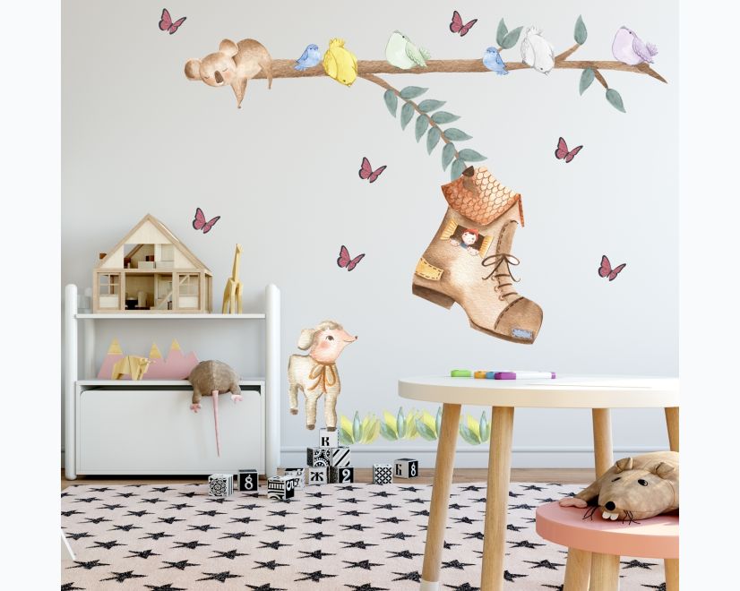 Kids Woodland Shoe home with Coala and Little Birds Wall Decal Sticker main product photo