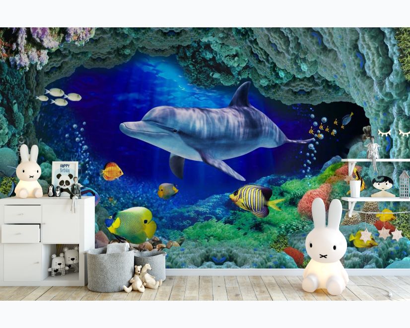 3D Look Undersea with Colorful Fish Wallpaper Mural main product photo