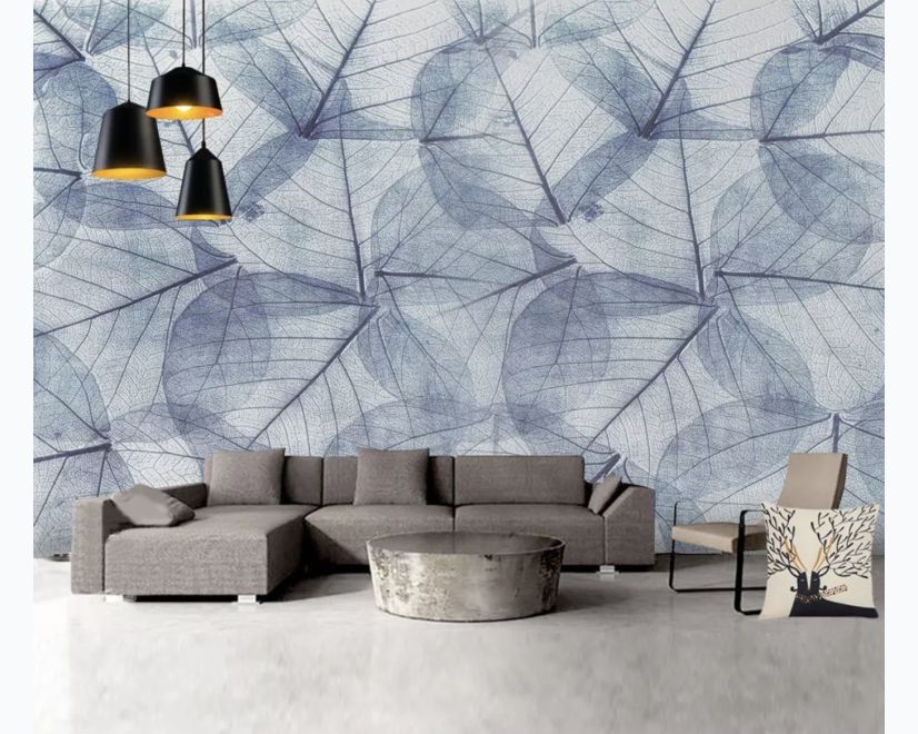 Monochrome Leaf Pattern Wallpaper Mural main product photo