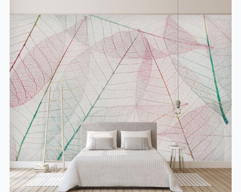 Pink Leaf Veins Wallpaper Mural main product photo