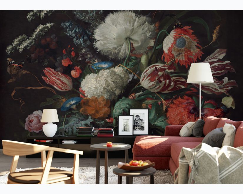 Dark Floral Dutch Bouquet with Tulips Wallpaper Mural main product photo