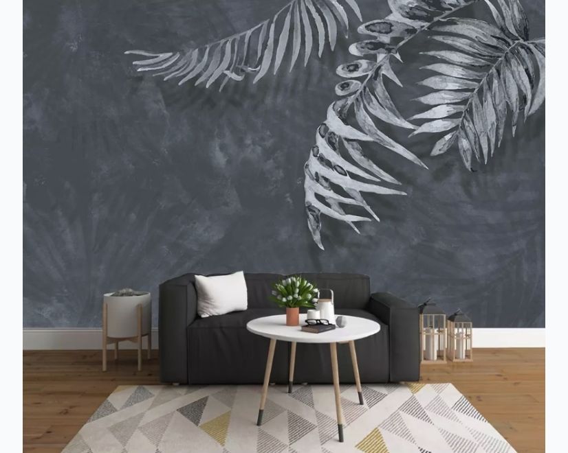 Monochrome Leaf Wallpaper Mural main product photo
