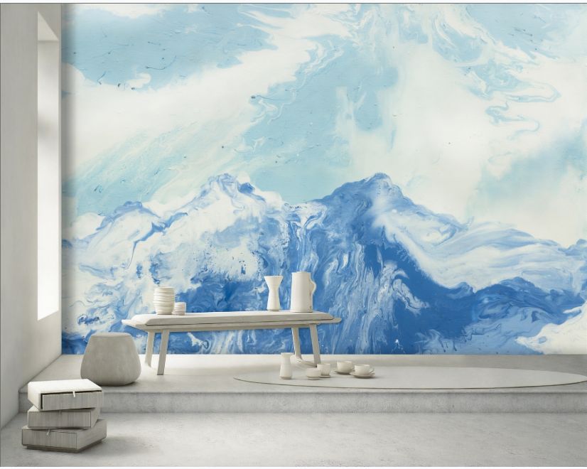 Acrylic Blue Mountain Landscape Wallpaper Mural main product photo