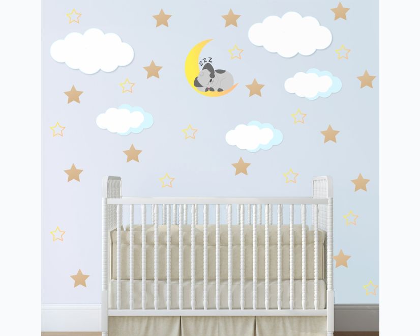 White Cloud and Stars Wall Decal Sticker main product photo