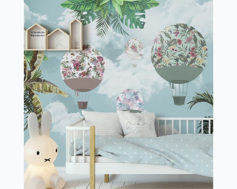 Hot Air Balloons in the Blue Sky Wallpaper Mural main product photo
