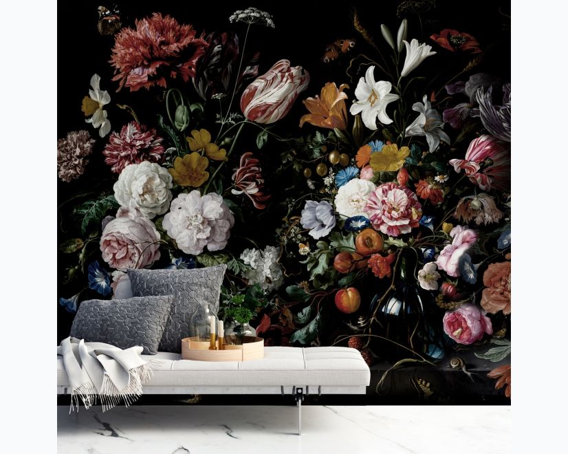Dutch Dark Flowers Wallpaper Mural main product photo