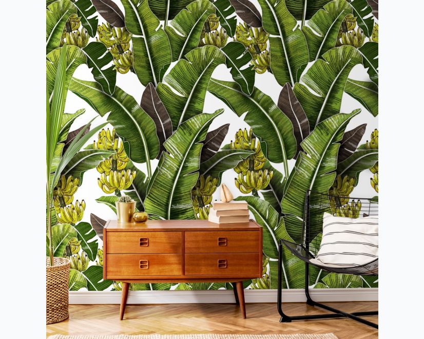 Green Banana Leaves Wallpaper Mural main product photo