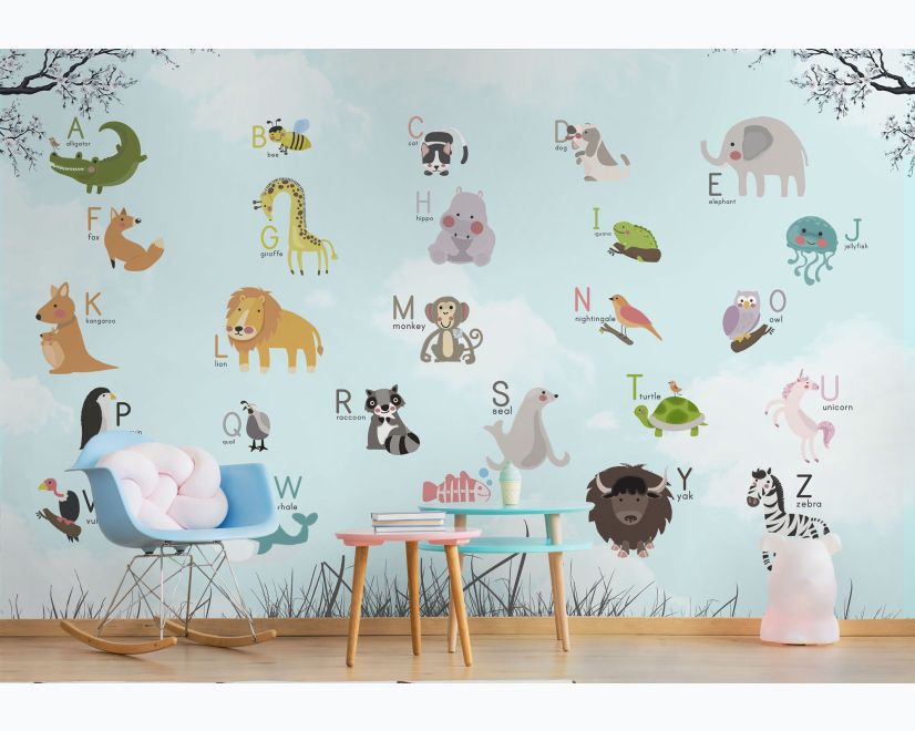 Colorful Animals Alphabet Wallpaper Mural main product photo