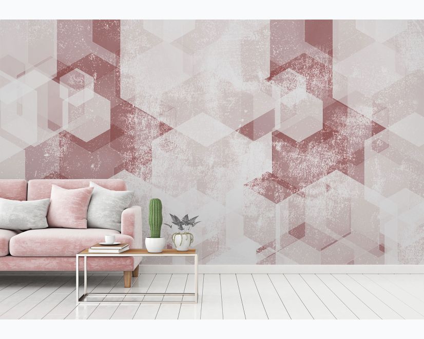 Abstract Pink Geometric Pattern Wallpaper Mural main product photo