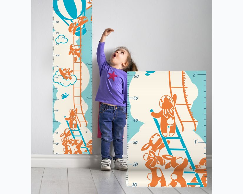Kids Growth Chart With Hot Air Balloon Wall Decal Sticker main product photo
