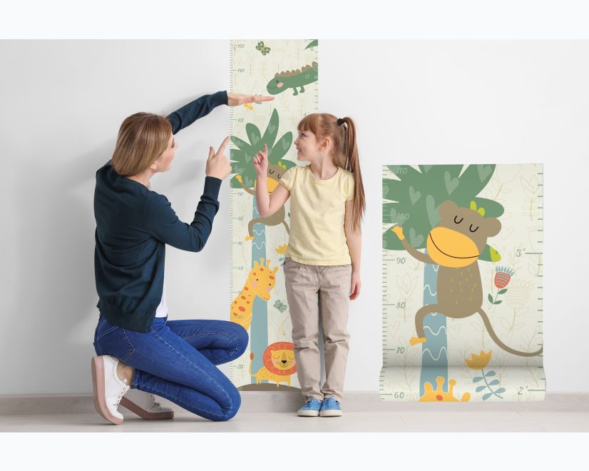 Kids Growth Chart with Tropical Animals Wall Decal Sticker main product photo