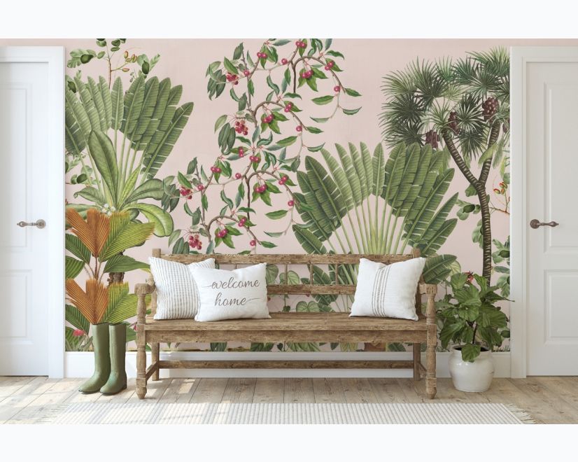 Exotic Leafs with Berries Wallpaper Mural main product photo