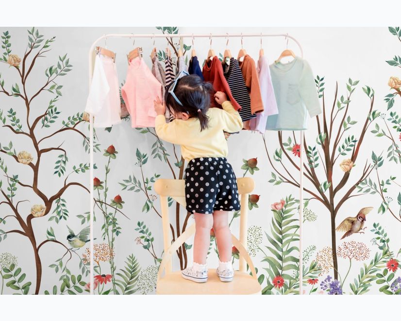 Spring Flower with Birds on the Trees Wallpaper Mural main product photo