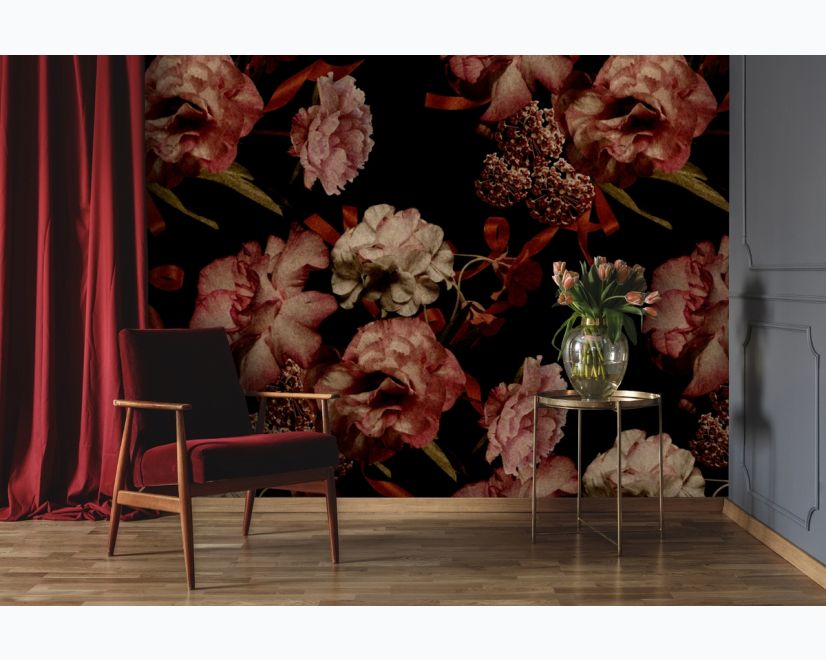 Dark Vintage Floral Wallpaper Mural main product photo