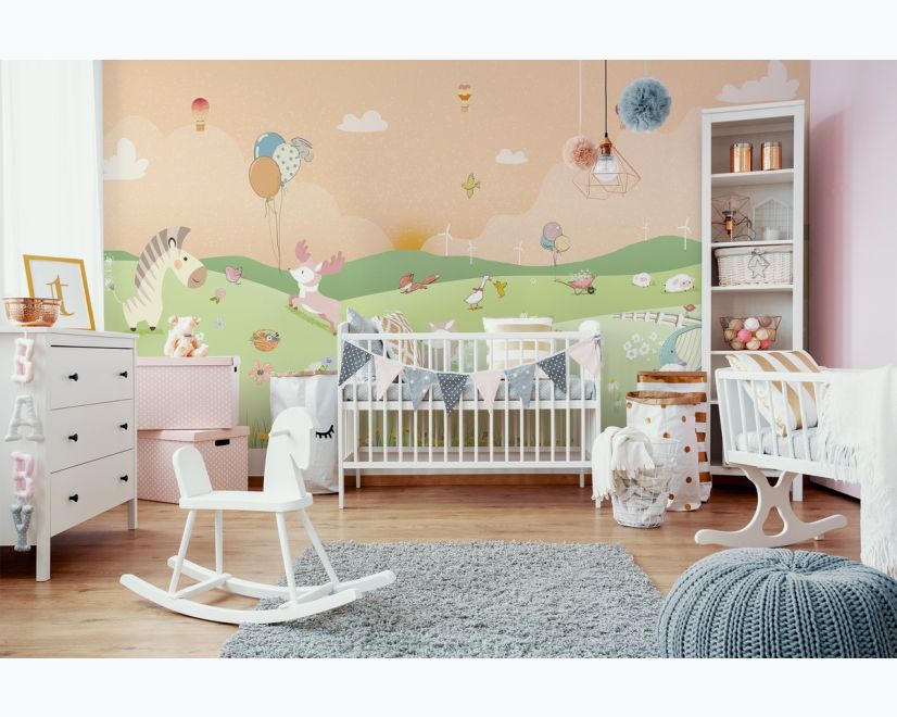 Nursery Cartoon Forest Landscape Wallpaper Mural main product photo