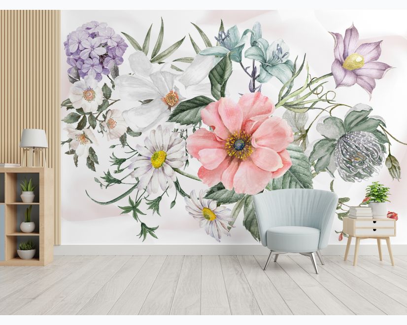Watercolor Large Floral Bouquet Wallpaper Mural main product photo