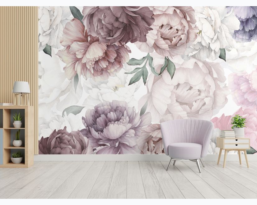 Soft Peony Nursery Floral Wallpaper Mural main product photo