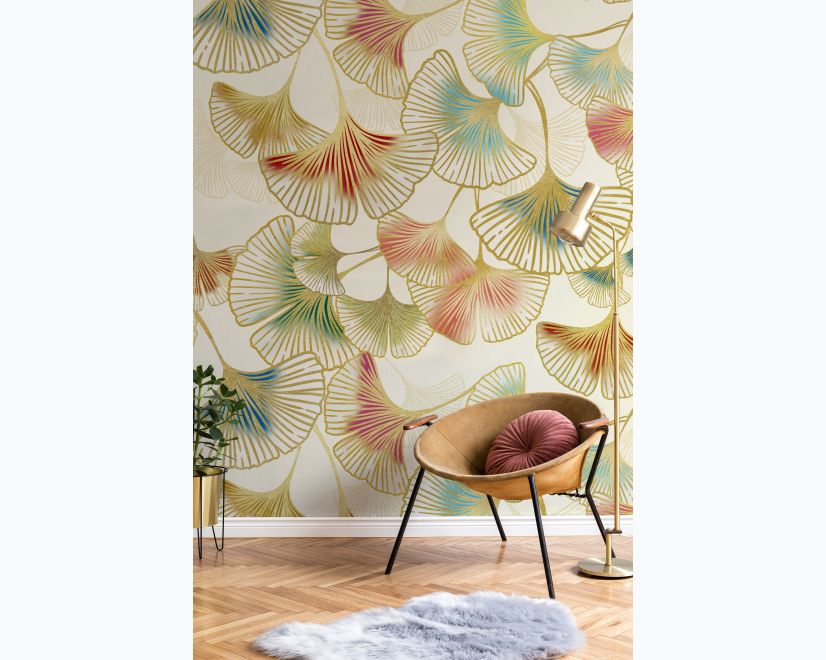 Colorful Gingko Leaf Pattern Wall Mural main product photo