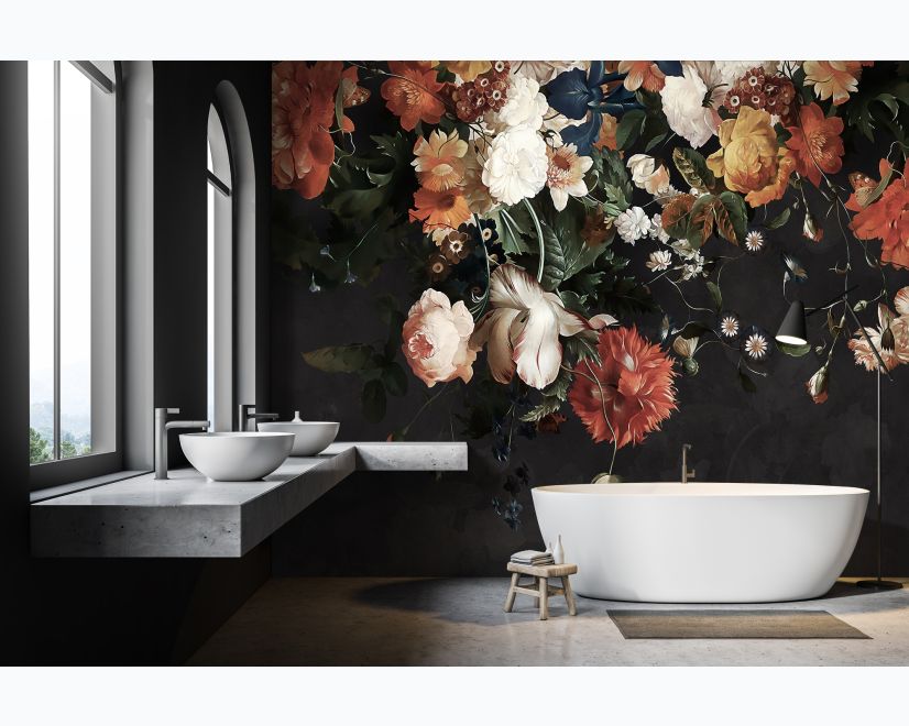Golden Age Large and Dark Floral Wallpaper Mural main product photo