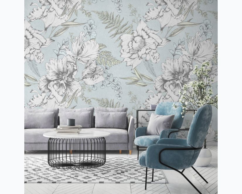 Drawing Floral Bouquet Art Wallpaper Mural main product photo