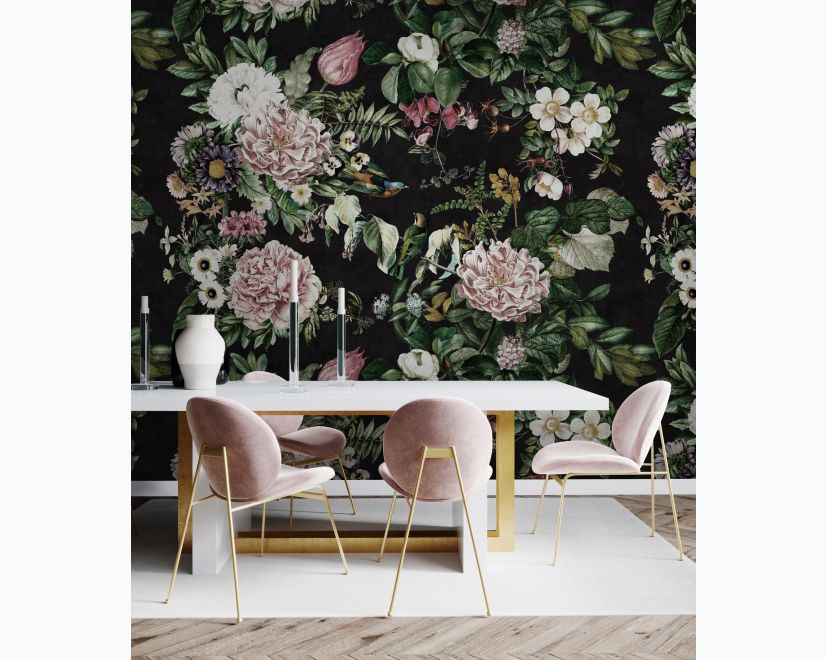 Dark Botanical Soft Floral Wallpaper Mural main product photo