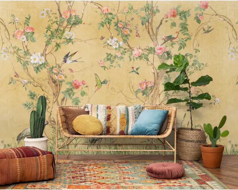 Chinoiserie Peony Tree Wallpaper Mural main product photo