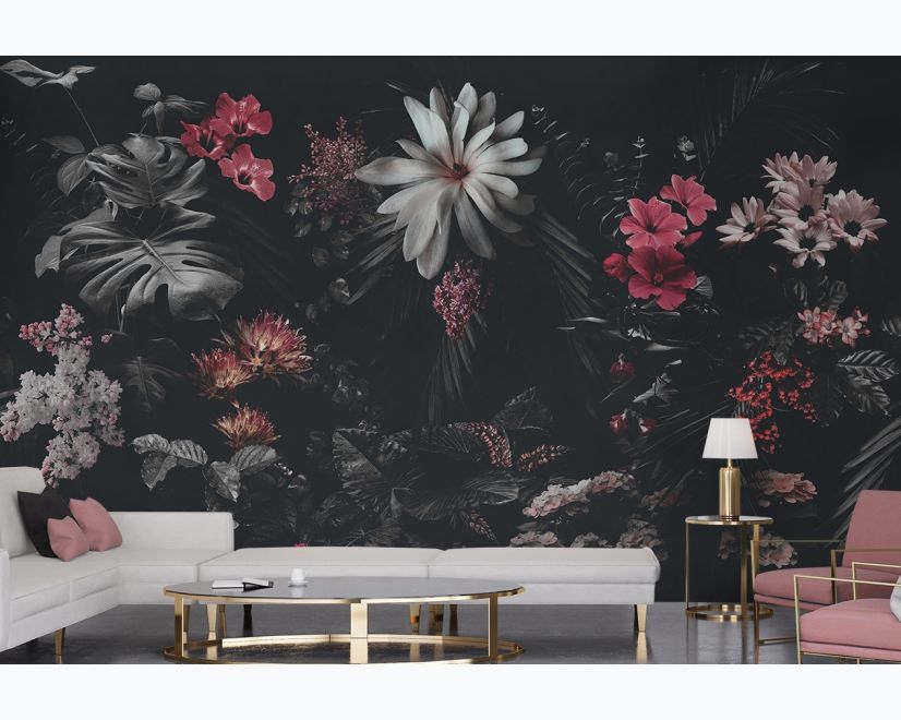 Dark Floral Garden Wallpaper Mural main product photo