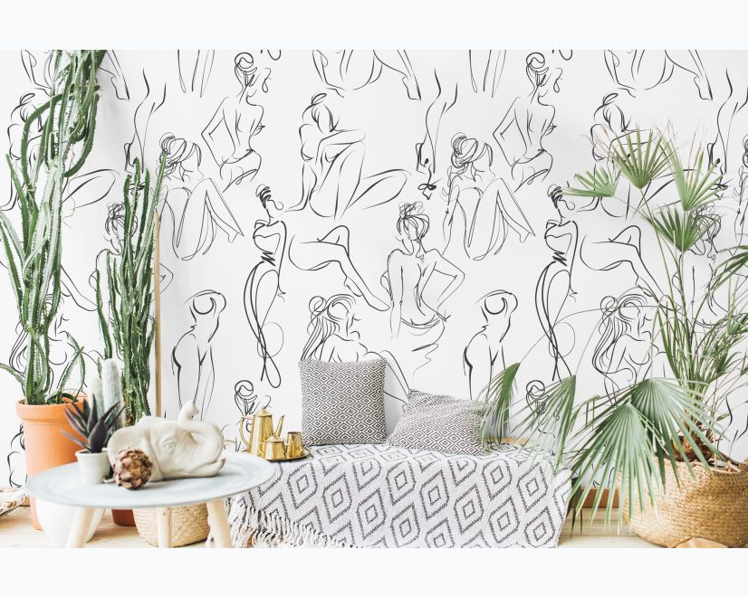Female Body Line Art Wallpaper Mural main product photo