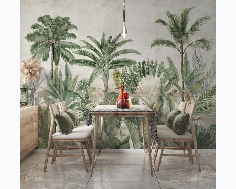 Watercolor Vintage Tropical Forest Wallpaper Mural main product photo