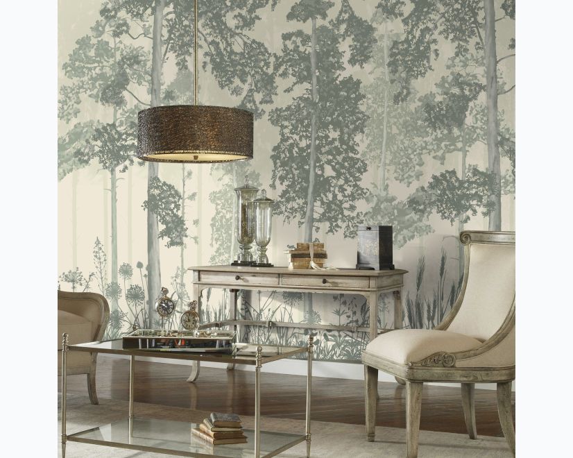 Monochrome Tree Forest Silhouette Wallpaper Mural main product photo