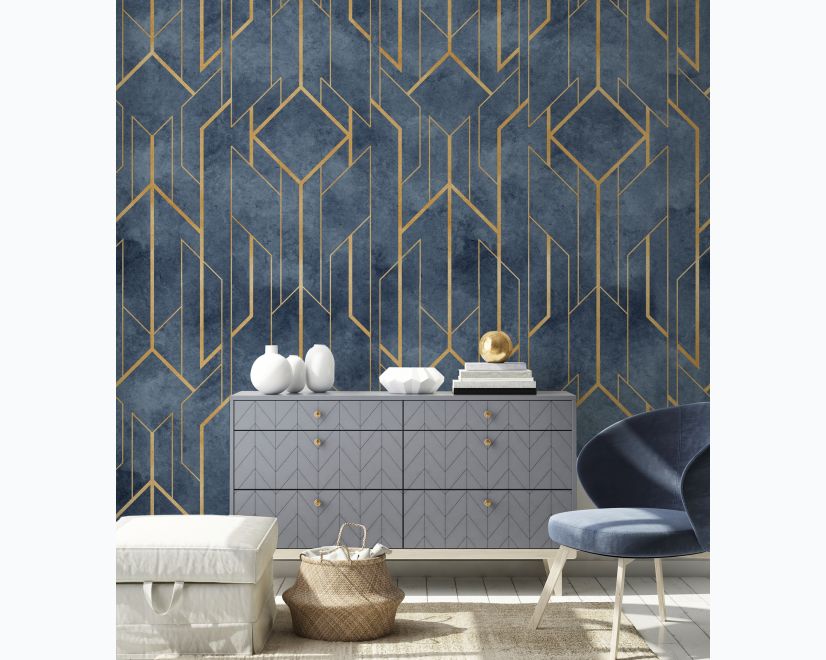 Rhombus Geometric Lines Art Deco Wallpaper Mural main product photo