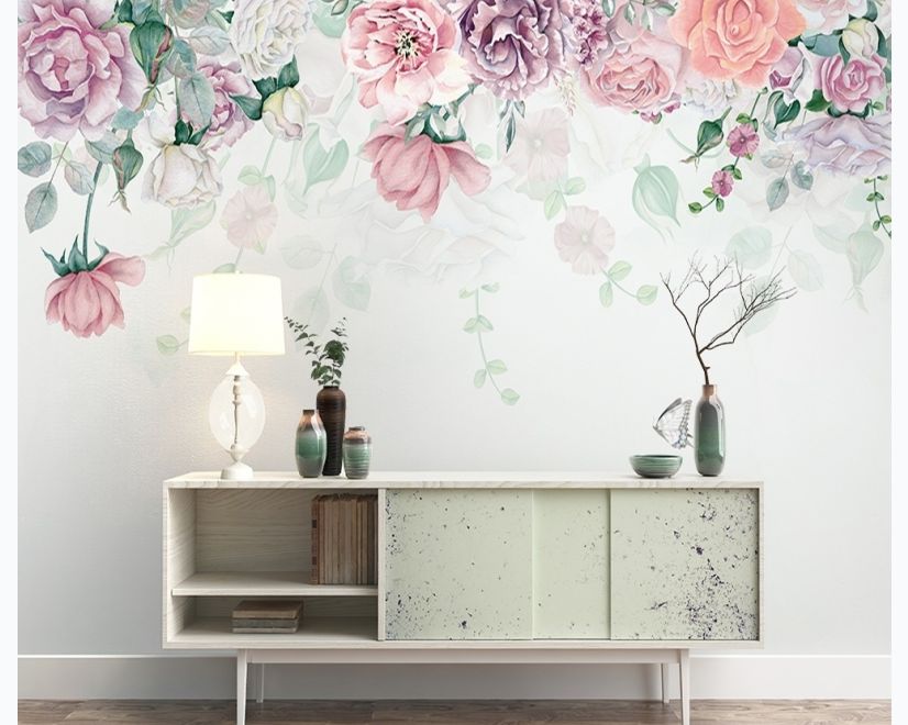 Vintage Peony Flowers Wallpaper Mural main product photo