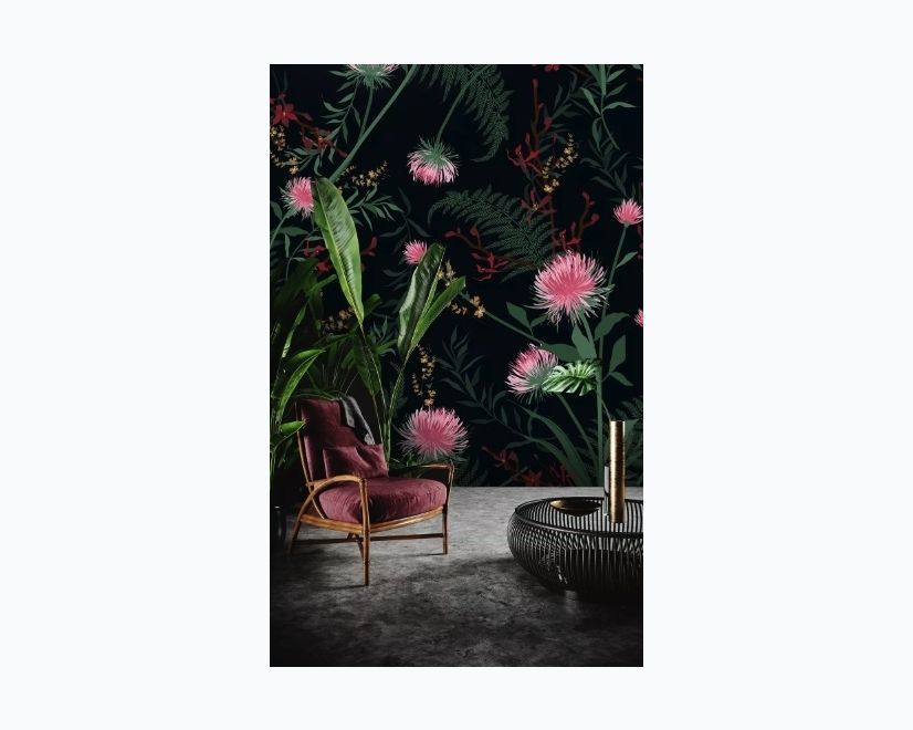 Pink Dandelion and Dark Landscape Wallpaper Mural main product photo