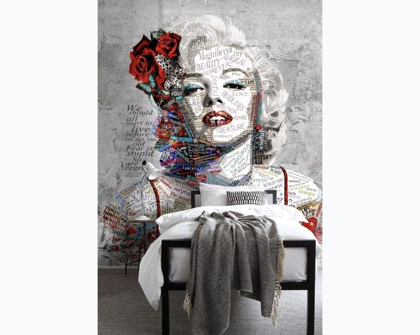 Marilyn Monroe with Typography Wallpaper Mural main product photo