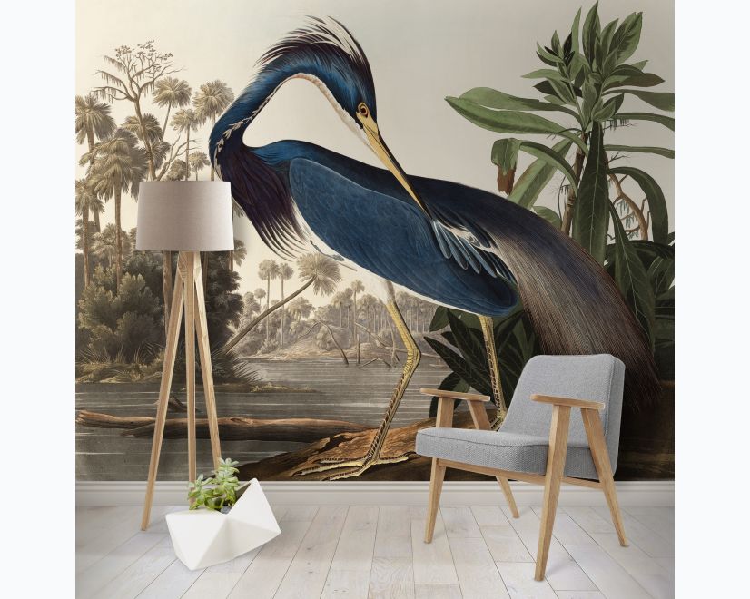 Tropical Landscape Blue Heron Wallpaper Mural main product photo
