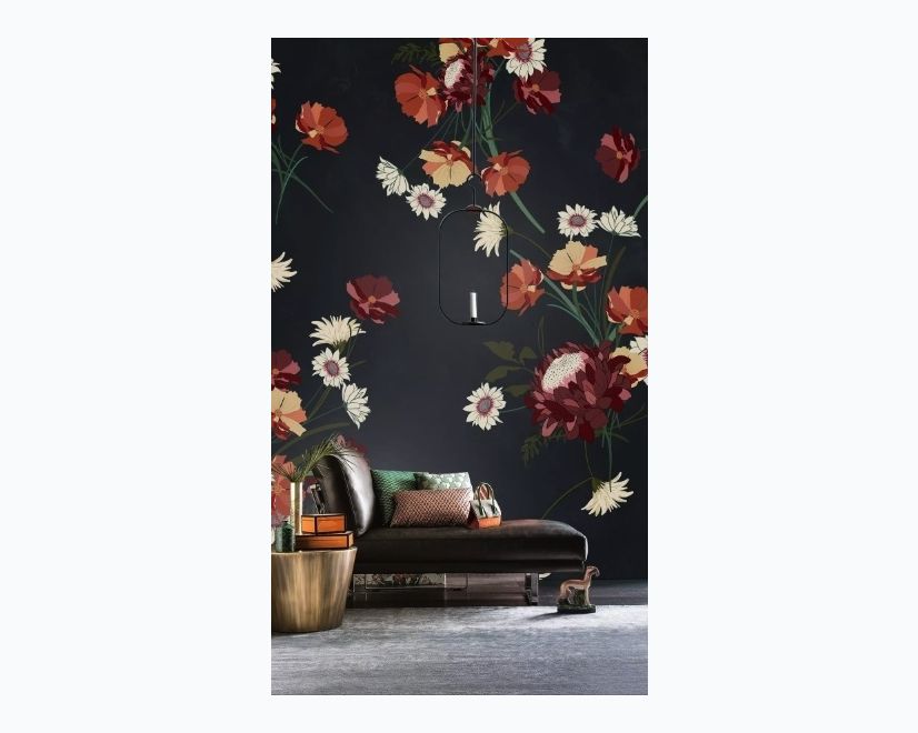 Chinese Red Floral Wallpaper Mural main product photo