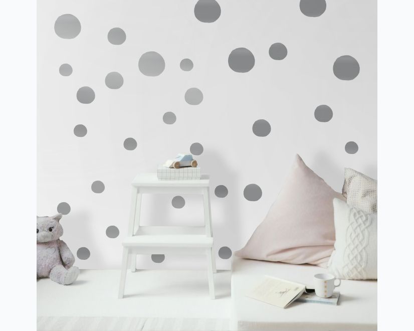 Silver Polka Dots Wall Decal Sticker main product photo